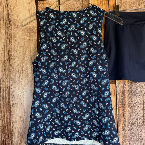 Lands'End Swimsuit Two Piece Tankini Skirt Paisley Blue NWT Size 6 Pool Modest - Picture 5 of 10